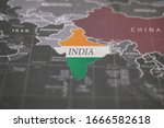India map. Coronavirus in India. The map of india which background is flag colors. India is close to the China that start spreading and outbreak coronavirus around the world now. 