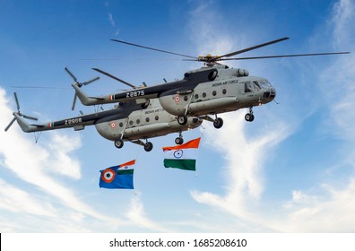 India - October 6, 2018: Indian Air Force Mil Mi-17 Helicopter.