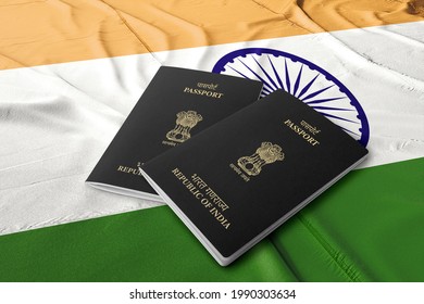 India Passport On The Indian Flag, Indian Citizenship, Asian Countries