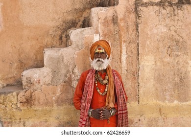 India, Rajasthan, Jaipur, The Amber Fort, An Indian Sadhu