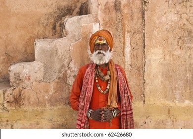 India, Rajasthan, Jaipur, The Amber Fort, An Indian Sadhu