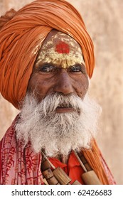 India, Rajasthan, Jaipur, The Amber Fort, An Indian Sadhu