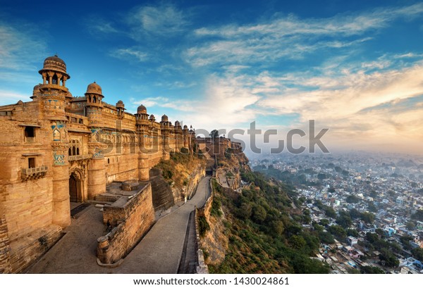 India tourist attraction - Mughal
architecture - Gwalior fort. Gwalior, Madhya Pradesh,
India