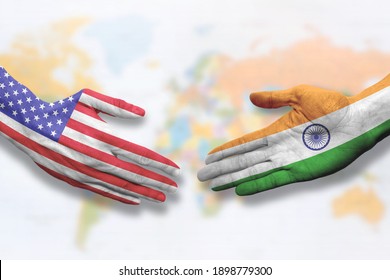 India Usa Flag Handshake Symbolizing Partnership Stock Photo 1898779300 ...