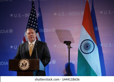 INDIA-JUNE 25,2019: US Secretary Of State Mike Pompeo Visited India And Talked On Issues Like Trade, Defence And Terrorism In New Delhi On Tuesday