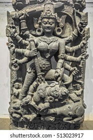 Indian Archaeological Chlorite Durga Goddess Idol From Twelfth Century Common Era.  