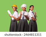 Indian asian career orianted teenage girl school kid portraying education and future profession concept