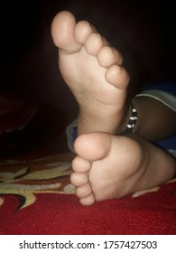 Indian Baby Cute Feet While Sleeping. 