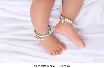 Indian Baby Feet With Traditional Anklets