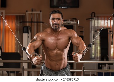 Indian Body Builder Working Out Chest