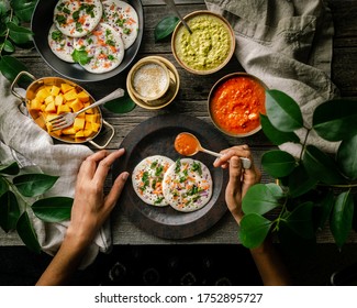 Indian Breakfast/brunch Scene Spread In A Dining Table