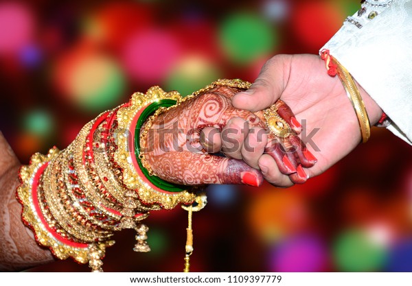 Indian Bride Groom Holding Their Hands Stock Photo Edit Now