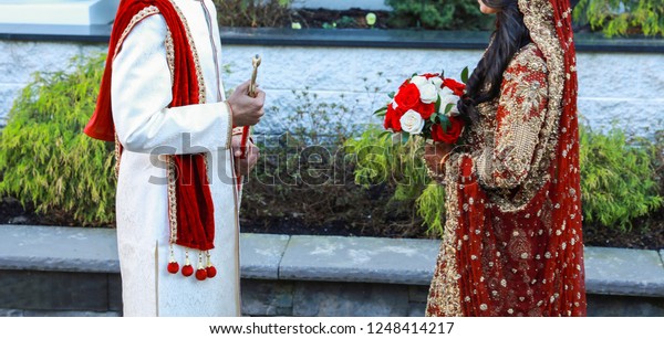 Indian Bride Groom Romantic First Look Stock Photo Edit Now