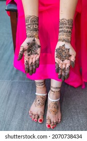 Indian Bride's Wedding Henna Mehndi Mehendi Hands Close Up