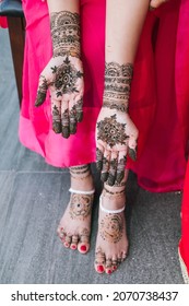 Indian Bride's Wedding Henna Mehndi Mehendi Hands Close Up