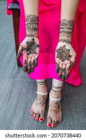 Indian Bride's Wedding Henna Mehndi Mehendi Hands Close Up