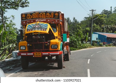 Indian Broken Truck Stands On The Road. 19 February 2018 Madurai, India