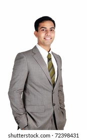 Indian Business Man Smiling Isolated On A White Background.