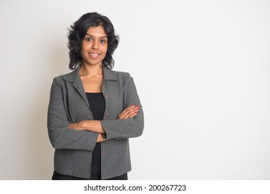 Indian Business Woman Smiling With Plain Background