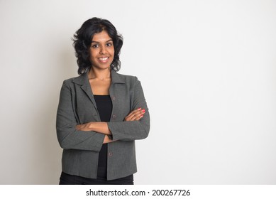 Indian Business Woman Smiling With Plain Background