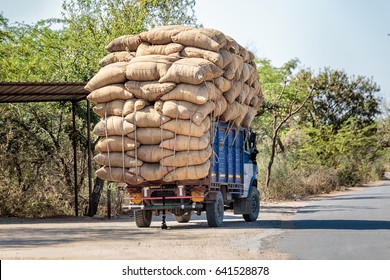Indian cargo truck overloaded near udaipur, India. - Shutterstock ID 641528878