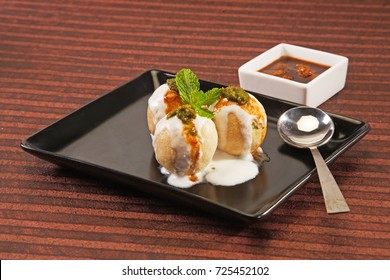 Indian Chaat Dahi Bhalle With Curd And Sweet Sauce