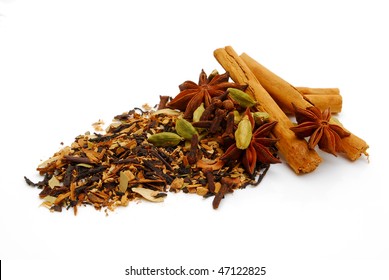 Indian Chai Tea On White Background