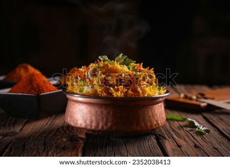 indian chicken biryani, Spicy chicken biryani food photography