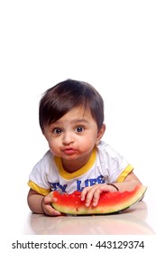 Indian Child Eating Watermelon