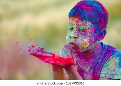 Holi Celebrations Young Indian Boy Playing Stock Photo (Edit Now) 98509145