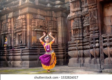 Indian classical odissi dancer wears traditional costume posing Mudra or Hand Gestures at Bhrameswar Temple, Bhubaneswar, Odisha, India  - Shutterstock ID 1532826017