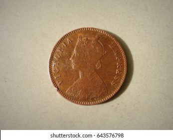 Indian Copper Coin In 1892 In Rule British Empire In India 