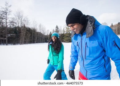 Indian Couple Snowshoeing