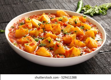 Indian Cuisine-Aloo Curry Masala,potato Cooked With Spices And Herbs,