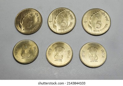 Indian Currency Five Rupees Coin Indian Stock Photo 2143844103 ...