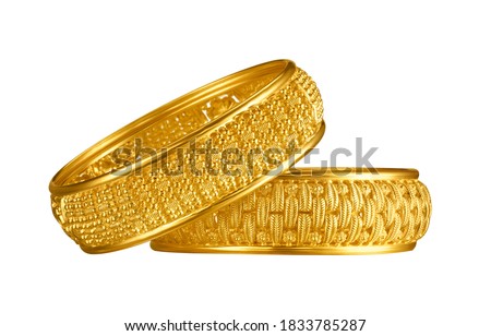 Indian design gold bangle isolated on white background