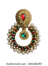 indian earring on white isolated background