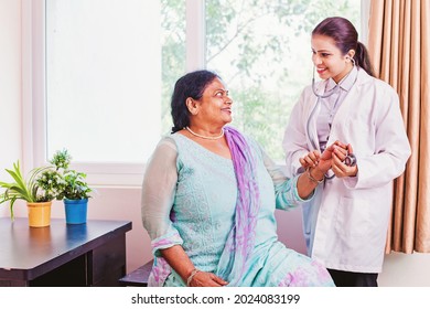 Indian elderly woman getting a health checkup
