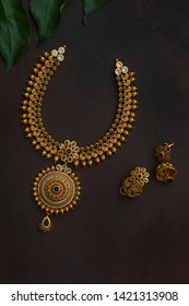 Indian Ethnic Jewellery On Dark Background