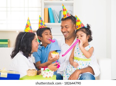 Indian Family Birthday Celebration With Son And Daughter