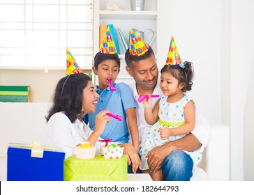 Indian Family Birthday Celebration With Son And Daughter