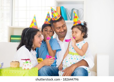 Indian Family Birthday Celebration With Son And Daughter