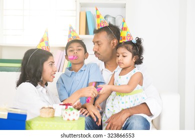 Indian Family Birthday Celebration With Son And Daughter

