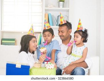 Indian Family Birthday Celebration With Son And Daughter

