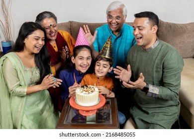 Indian Family Celebrating Birthday  At Home 