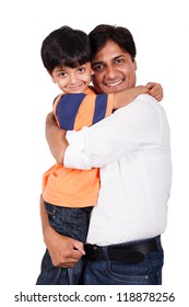 Indian Family, Father Holding-hugging The Son