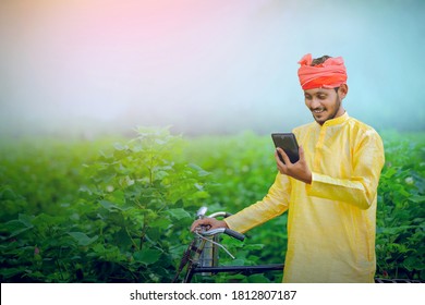  Indian Farmer With Smartphone, Rural India