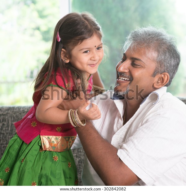 Indian Father Playing Daughter Home Asian Stock Photo Ed