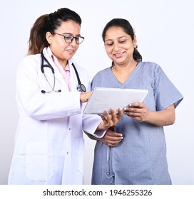 Indian Female Doctor And Patient ,health Check Up