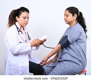 Indian Female Doctor And Patient ,health Check Up